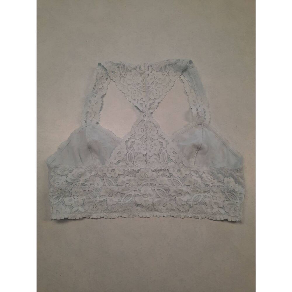 Intimately Free by Free People Size L Light Blue Lace Racerback Bralette Bra - Picture 3 of 3